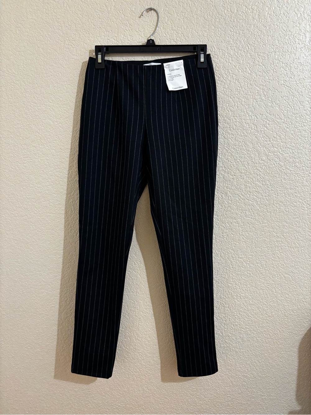 Calvin Klein strech Black with White Pinstripe Dress Pants NWT $89